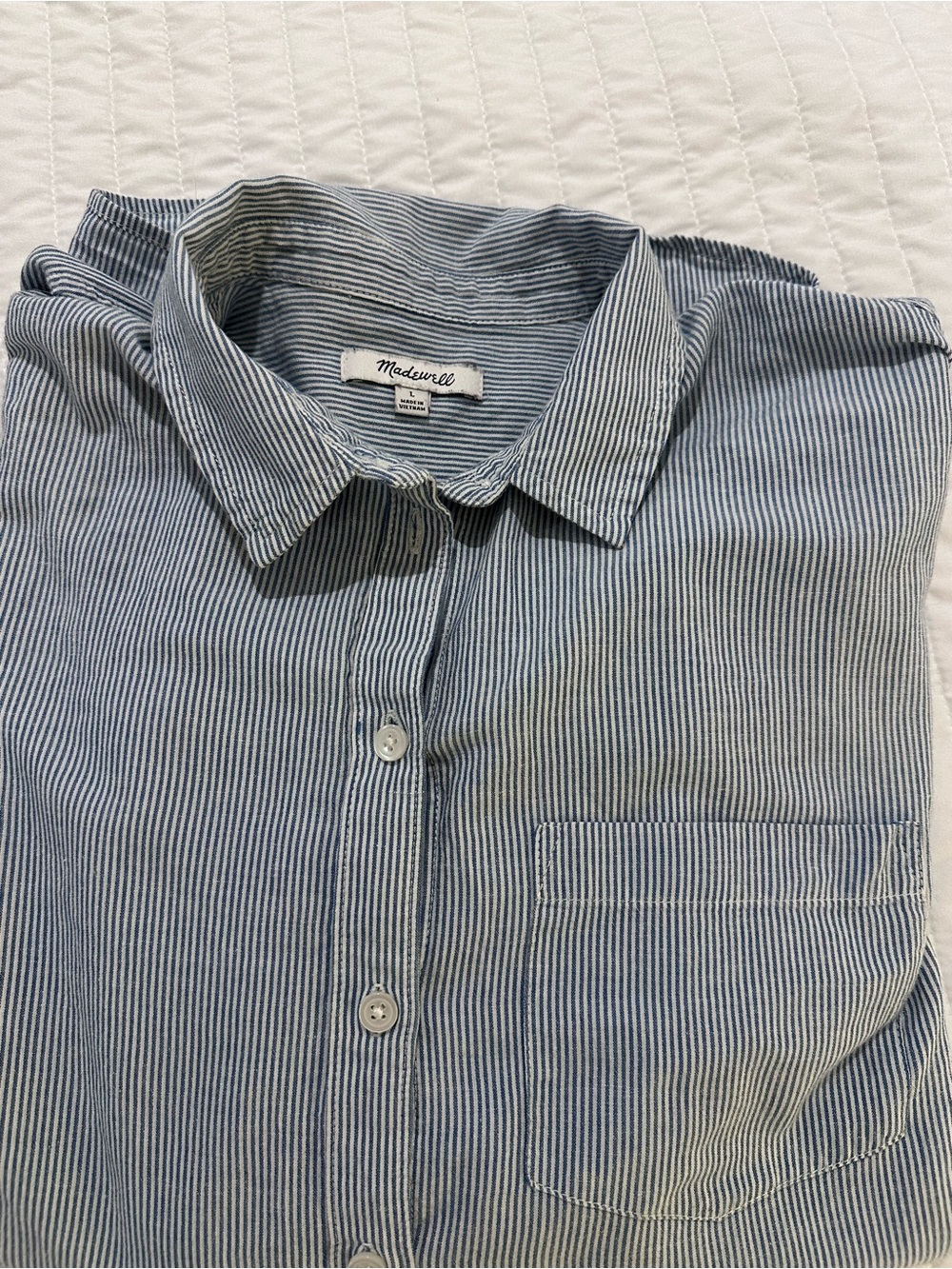 Madewell Blue and White Pinstripe Button-Down Shirt - Picture 8 of 8